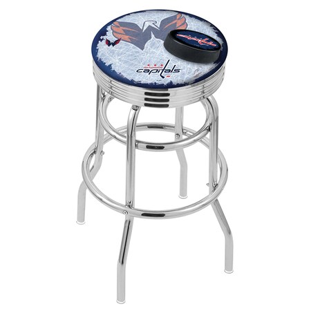 Holland Bar Stool Co 30" Chrome 2-Ring Washington Capitals Swivel Bar Stool, Accent Ring L7C3C30WshCap-D2